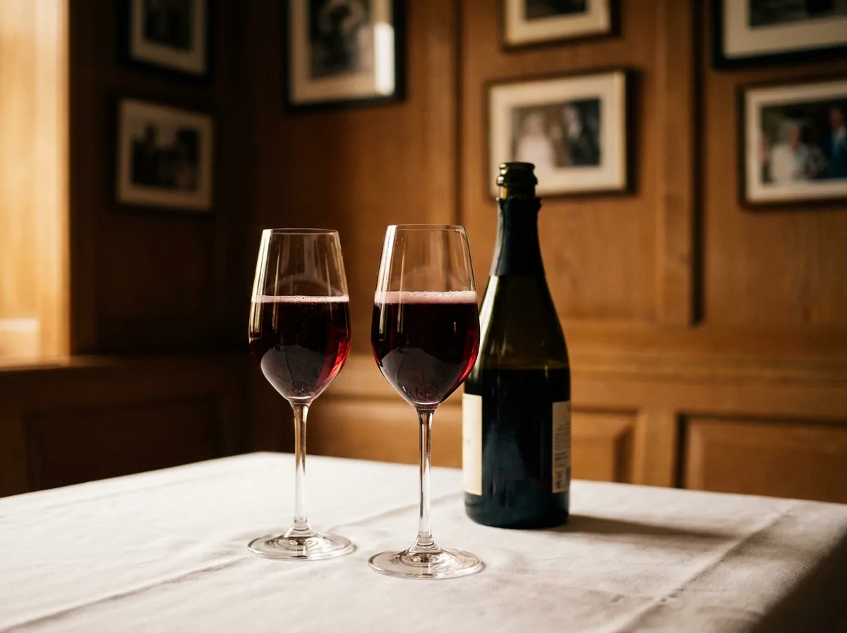 Zwei Gläser Rotwein auf weißem Leinen